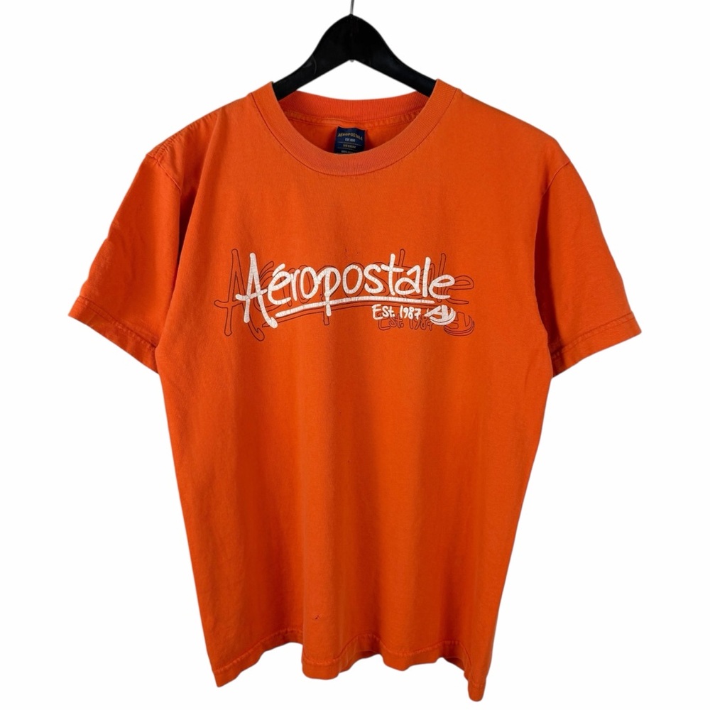 Vintage Y2K Aeropostale Graffiti Streetwear Logo Orange Shirt Size M